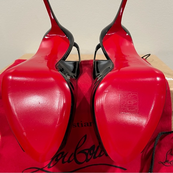 🚫sold on 3b@y🚫Christian Louboutin Hot Chick Alta 120 Patent Slingback Pumps 38.5 - Picture 7 of 15